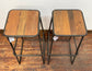 Industrial style bar stools with tilted seats