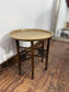 Antique Style Carved Wooden Occasional Table Brass Gallery Tray Top