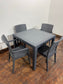 Pair of stackable outdoor pub / bar / cafe chairs in grey (no armrests)