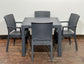 Pair of stackable outdoor pub / bar / cafe chairs in grey (no armrests)