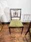 Set of 8 Dark Oak Dining Chairs/Green Striped Upholstery/6 Chairs 2 Armchairs