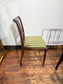 Set of 8 Dark Oak Dining Chairs/Green Striped Upholstery/6 Chairs 2 Armchairs