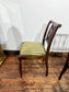 Set of 8 Dark Oak Dining Chairs/Green Striped Upholstery/6 Chairs 2 Armchairs
