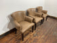 Set of 3 matching dining chairs in light brown faux-leather