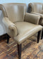 Set of 3 matching dining chairs in light brown faux-leather