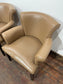 Set of 3 matching dining chairs in light brown faux-leather