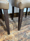 Set of 3 matching dining chairs in light brown faux-leather