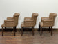 Set of 3 matching dining chairs in light brown faux-leather