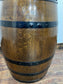 Vintage / retro pub seat in blue leather made from whisky barrel