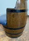 Vintage / retro pub seat in blue leather made from whisky barrel