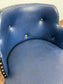 Vintage / retro pub seat in blue leather made from whisky barrel