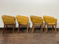 Matching set of 4 yellow tub chairs in faux-leather