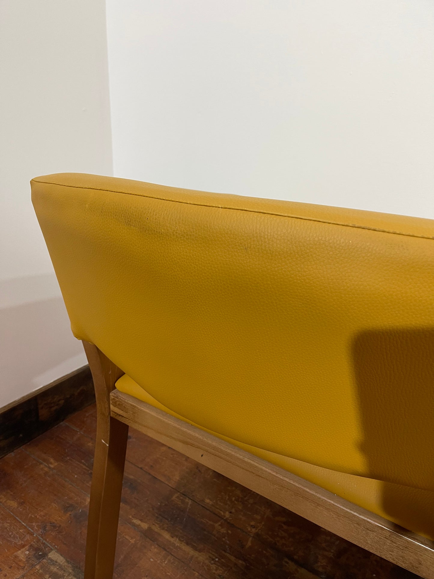 Matching set of 4 yellow tub chairs in faux-leather