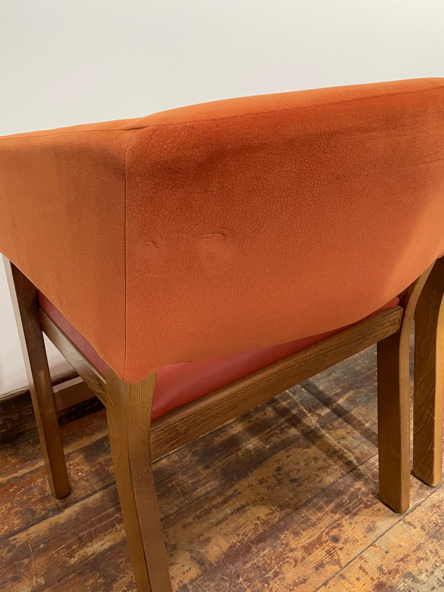 Matching set of 3 red - orange tub chairs in faux-leather