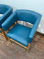 Matching set of 2 tub chairs in blue faux-leather