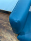 Matching set of 2 tub chairs in blue faux-leather
