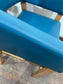 Matching set of 2 tub chairs in blue faux-leather