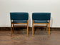 Matching set of 2 tub chairs in blue faux-leather