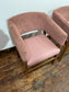 Matching set of 2 pale pink tub chairs in faux-leather