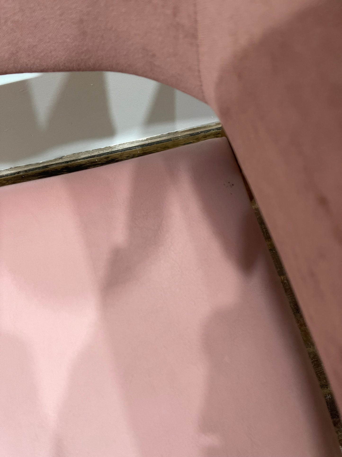 Matching set of 2 pale pink tub chairs in faux-leather