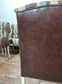 Matching set of 7 Chesterfield style dining chairs in striped fabric