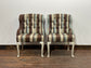 Matching set of 7 Chesterfield style dining chairs in striped fabric