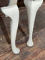 Matching set of 7 Chesterfield style dining chairs in striped fabric