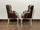 Matching set of 7 Chesterfield style dining chairs in striped fabric