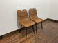 Pair of stylish dining chairs in tan suede-effect fabric