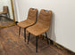 Pair of stylish dining chairs in tan suede-effect fabric