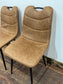 Pair of stylish dining chairs in tan suede-effect fabric