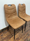 Pair of stylish dining chairs in tan suede-effect fabric