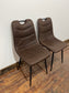 Pair of stylish dining chairs in dark brown suede-effect fabric