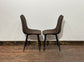 Pair of stylish dining chairs in dark brown suede-effect fabric