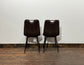 Pair of stylish dining chairs in dark brown suede-effect fabric