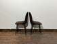 Pair of stylish dining chairs in dark brown suede-effect fabric
