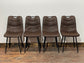 Pair of stylish dining chairs in dark brown suede-effect fabric
