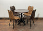 Pair of stylish dining chairs in tan suede-effect fabric