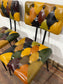 Stunning pair of patchwork leather dining chairs