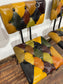 Stunning pair of patchwork leather dining chairs