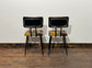 Stunning pair of patchwork leather dining chairs