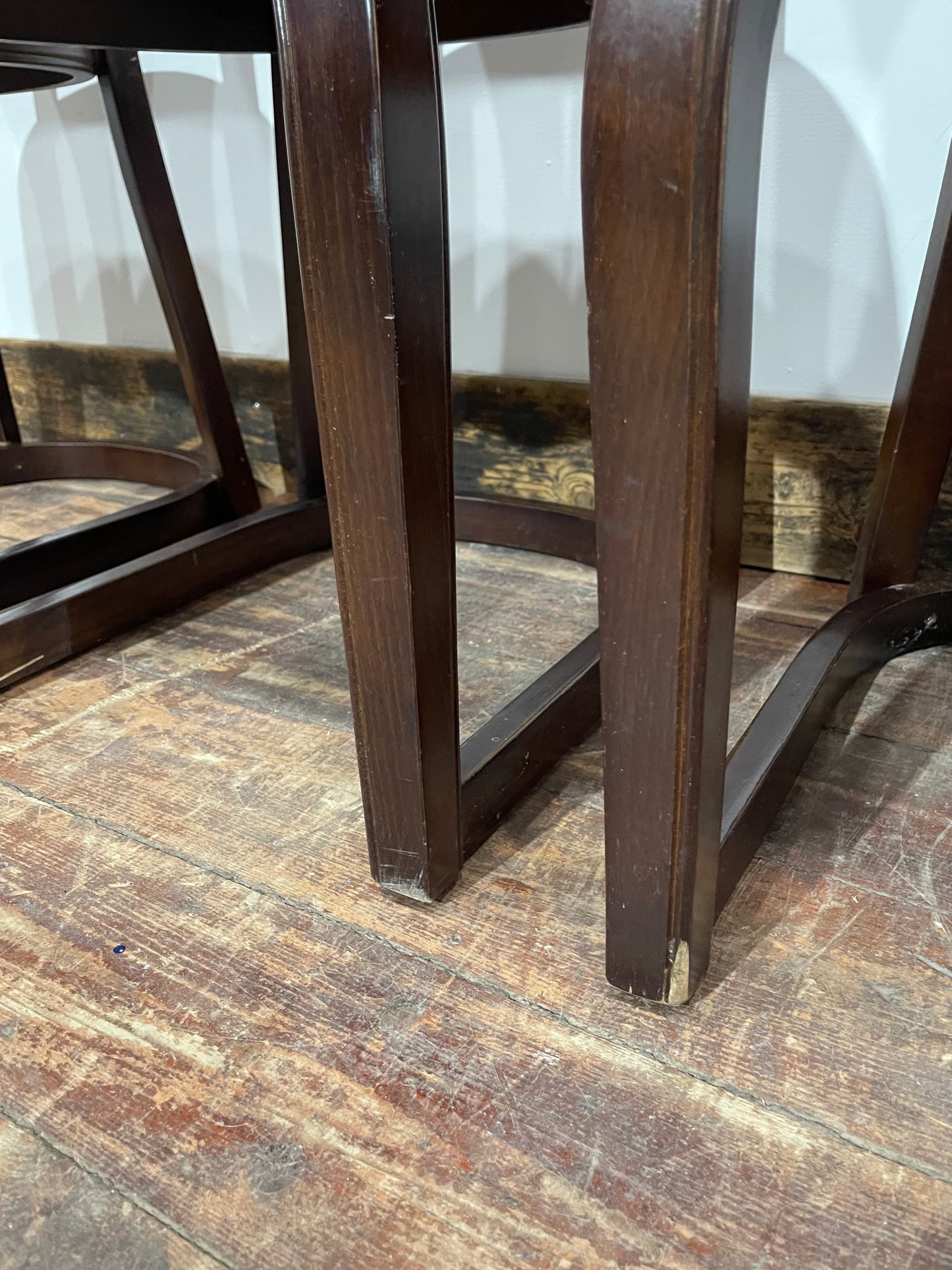 Set of 4 dining chairs with faux-leather seats & tartan fabric