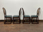 Set of 4 dining chairs with faux-leather seats & tartan fabric