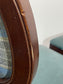 Set of 4 dining chairs with faux-leather seats & tartan fabric