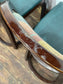 Set of 4 dining chairs with faux-leather seats & tartan fabric