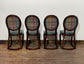 Set of 4 dining chairs with faux-leather seats & tartan fabric