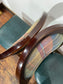 Set of 4 dining chairs with faux-leather seats & tartan fabric