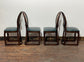 Set of 4 dining chairs with faux-leather seats & tartan fabric