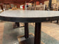 Set of 2 large tables with white marble effect tiles & metal edging