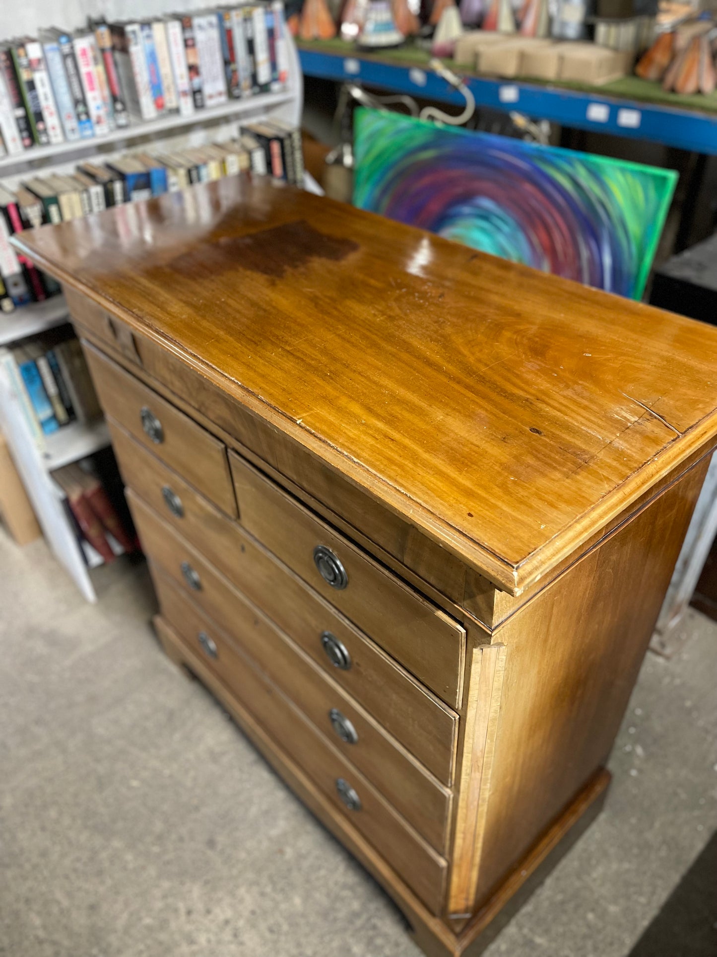 Antique chest of drawers in light wood